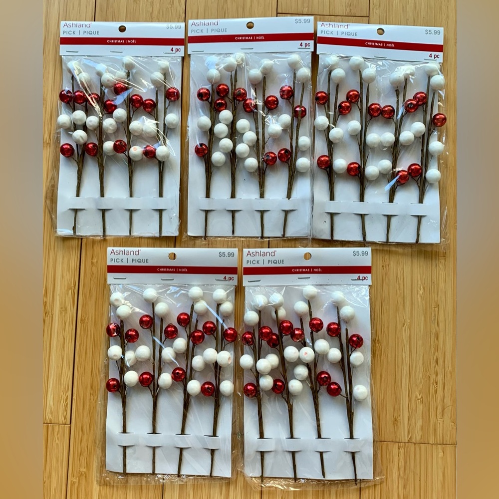 Ashland | Red and White Holiday Wreath Picks Christmas Decor NWT